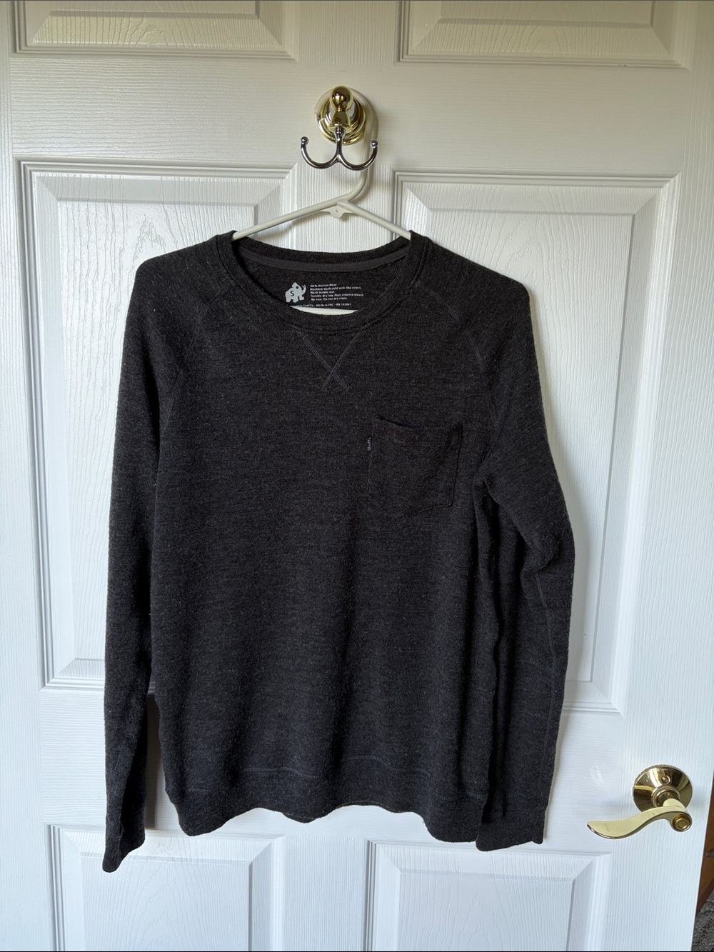 Woolly Boyfriend merino Sweater Charcoal Crewneck Sweater